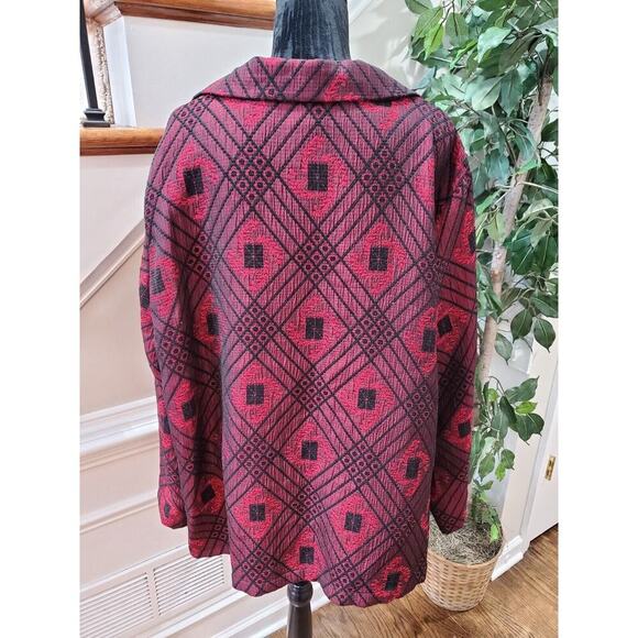 Sag Harbor Women Red Polyester Single Breasted Buttons Front Long Coat Size 22W - Picture 6 of 11